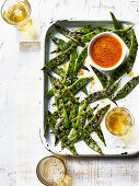 Blistered runner beans with bagna cauda