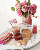 Raspberry curd, toast hearts and smoothies for Valentine's Day
