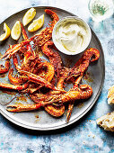 Fried langoustines with mayo and lemons