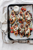 Baked Sweet Potatoes with Tempeh 'Bacon'