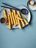Greek flaounes cigars, honey and lime dressing