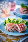 Chicken ballotine with bacon, mozzarella and dried tomatoes