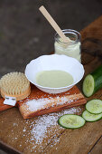 A cucumber mask with whey
