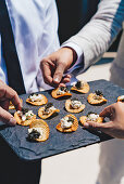 Pommes gaufrettes, bugs, finger lime and caviar