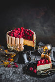 Lady finger limoncello raspberry mousse cake