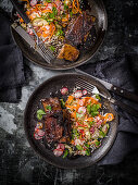 Teriyaki short ribs with rice and pickle