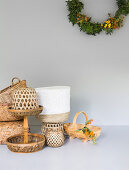 Fruit stand and baskets made from various materials