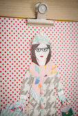 Frau in Winterkleidung als Motiv für selbstgebastelte Collage