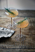 Apple champagne cocktail with rosemary