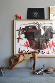 Modern painting and leather artwork
