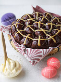 Chocolate hot cross buns for an Easter party