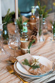 Christmas place setting with linen napkin