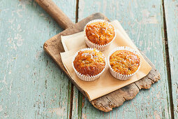 Coffee and date muffins with salted caramel topping