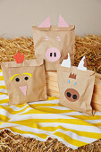 Brown gift bags with animal motifs