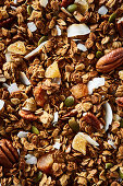 Granola with coconut chips, pecan nuts and pumpkin seeds