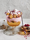 Champagne trifle with berry curd and cream