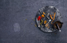 Spices On Grey Background