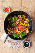 Banging beef with Pak Choi and Peppers