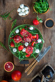 Strawberry blood orange salad with mozzarella