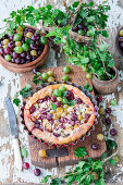 Gooseberry yeast almond cake