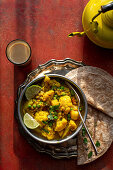 Indian cauliflower tumeric curry with chapati