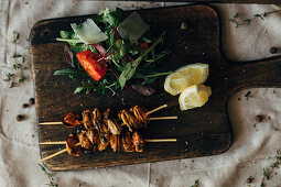 Grilled mussel skewers