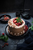 Vegan nougat buttercream gateau with red fruit