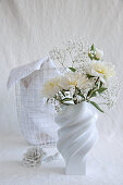 White peonies and gypsophila