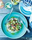 Kingfish ceviche with coconut, avocado and cucumber