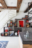 Shelving system in modern interior