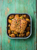 Roast pork with hasselback potatoes
