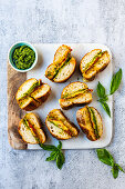 Barbecued Caprese sandwiches with pesto