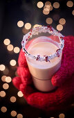 Hot coconut milk with cranberry nectar