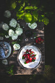 Strawberry and basil pavlova