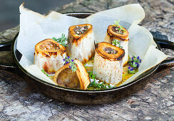 Roasted bone marrow with thyme flower