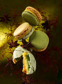Macarons with saffron and star anise