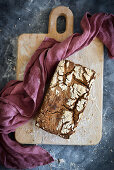 Sourdough bread in a mold whole grain flour