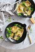 Ravioli with asparagus