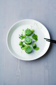 Green cucumber bass with mint tapioca and fennel seeds