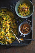 Vegetarian rice with Sri lankan vegetarian chilli paste