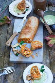 Sweet potato and mushroom strudel with bacon