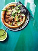 Roasted eggplant tart with chilli and basil