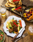 Lamb kebabs with flatbread