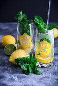 Lemon lemonade in glasses