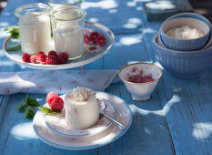 Cream cheese mousse with raspberries