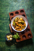 Paneer and capsicum stir fry (India)