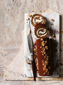 Coffee roulade with cannoli cream