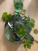 Vine leaves as a table decoration