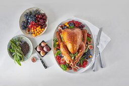 Roast turkey with herbs and berries