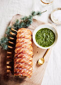 Fennel and sage roast pork with parsley sauce